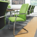 Tuba black 4 leg frame conference chair with half mesh back - Curacao Blue