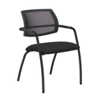 Tuba black 4 leg frame conference chair with half mesh back - Havana Black