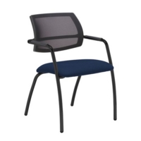 Tuba black 4 leg frame conference chair with half mesh back - Costa Blue