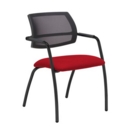 Tuba black 4 leg frame conference chair with half mesh back - Panama Red