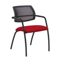 Tuba black 4 leg frame conference chair with half mesh back - Panama Red