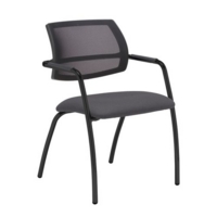 Tuba black 4 leg frame conference chair with half mesh back - Blizzard Grey