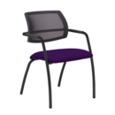 Tuba black 4 leg frame conference chair with half mesh back - Tarot Purple