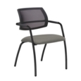 Tuba black 4 leg frame conference chair with half mesh back - Slip Grey