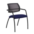Tuba black 4 leg frame conference chair with half mesh back - Ocean Blue