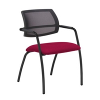 Tuba black 4 leg frame conference chair with half mesh back - Diablo Pink