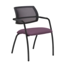 Tuba black 4 leg frame conference chair with half mesh back - Bridgetown Purple