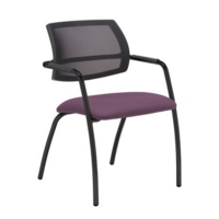 Tuba black 4 leg frame conference chair with half mesh back - Bridgetown Purple