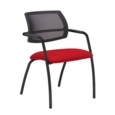 Tuba black 4 leg frame conference chair with half mesh back - Belize Red