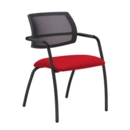 Tuba black 4 leg frame conference chair with half mesh back - Belize Red
