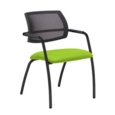 Tuba black 4 leg frame conference chair with half mesh back - Madura Green