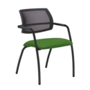 Tuba black 4 leg frame conference chair with half mesh back - Lombok Green