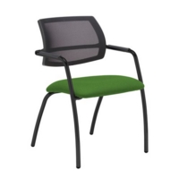 Tuba black 4 leg frame conference chair with half mesh back - Lombok Green