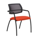 Tuba black 4 leg frame conference chair with half mesh back - Tortuga Orange