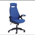 Tuscan high back fabric managers chair with head support - blue