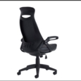Tuscan high back managers chair with head support - black faux leather