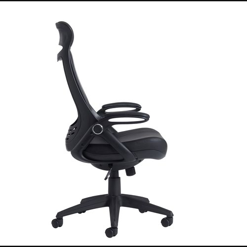 Tuscan high back managers chair with head support - black faux leather