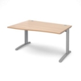 TR10 left hand wave desk 1400mm - silver frame and beech top
