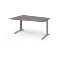 TR10 left hand wave desk 1400mm - silver frame and grey oak top