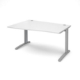 TR10 left hand wave desk 1400mm - silver frame and white top