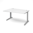 TR10 left hand wave desk 1400mm - silver frame and white top
