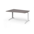 TR10 left hand wave desk 1400mm - white frame and grey oak top