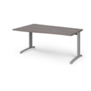 TR10 left hand wave desk 1600mm - silver frame and grey oak top