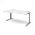 TR10 left hand wave desk 1600mm - silver frame and white top