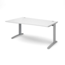 TR10 left hand wave desk 1600mm - silver frame and white top