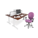 TR10 left hand wave desk 1600mm - white frame and grey oak top