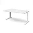 TR10 left hand wave desk 1600mm - white frame and white top