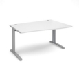 TR10 right hand wave desk 1400mm - silver frame and white top