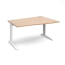 TR10 right hand wave desk 1400mm - white frame and beech top