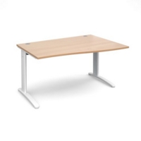TR10 right hand wave desk 1400mm - white frame and beech top