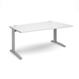 TR10 right hand wave desk 1600mm - silver frame and white top