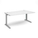 TR10 right hand wave desk 1600mm - silver frame and white top
