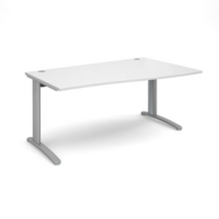 TR10 right hand wave desk 1600mm - silver frame and white top