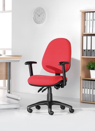 Vantage 100 2 lever PCB operators chair with fixed arms - burgundy