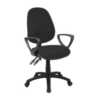 Vantage 100 2 lever PCB operators chair with fixed arms - black