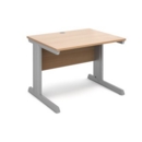 Vivo straight desk 1000mm x 800mm - silver frame and beech top