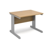 Vivo straight desk 1000mm x 800mm - silver frame and oak top