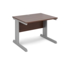 Vivo straight desk 1000mm x 800mm - silver frame and walnut top