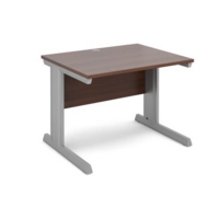 Vivo straight desk 1000mm x 800mm - silver frame and walnut top