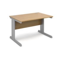 Vivo straight desk 1200mm x 800mm - silver frame and oak top