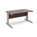 Vivo straight desk 1400mm x 800mm - silver frame and walnut top