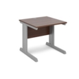 Vivo straight desk 800mm x 800mm - silver frame and walnut top