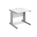 Vivo straight desk 800mm x 800mm - silver frame and white top