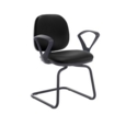 Jota fabric visitors chair with fixed arms - Nero Black vinyl