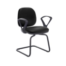 Jota fabric visitors chair with fixed arms - Nero Black vinyl