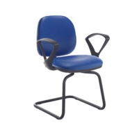 Jota fabric visitors chair with fixed arms - Ocean Blue vinyl